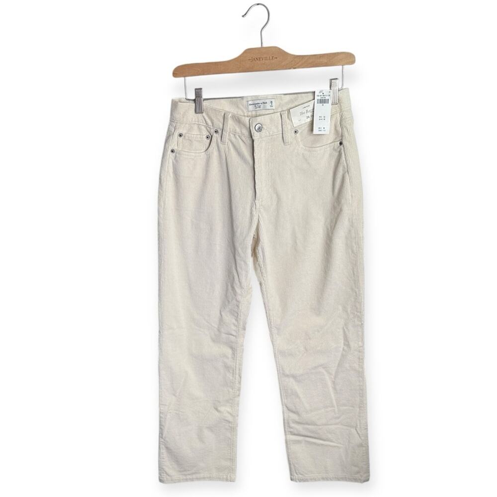Abercrombie & Fitch Low Rise Baggy Ivory Corduroy Wide Leg Pants NEW W1812 Sz 2